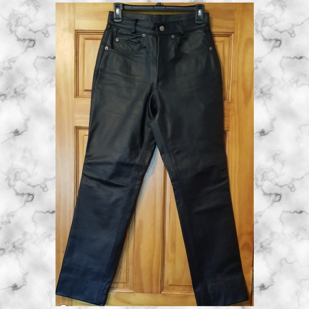 Leather Biker Pants Women's Size 28 Waist Fully Lined